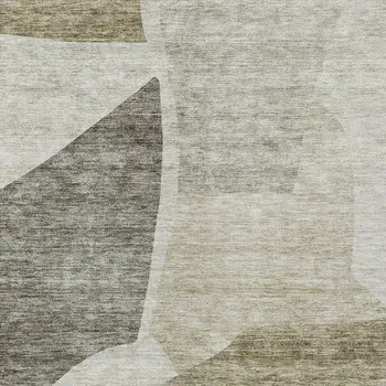 9' X 12' Taupe Brown And Beige Abstract Washable Indoor Outdoor Area Rug