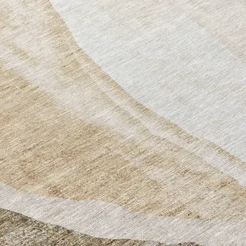 8' Brown And Taupe Round Abstract Washable Indoor Outdoor Area Rug