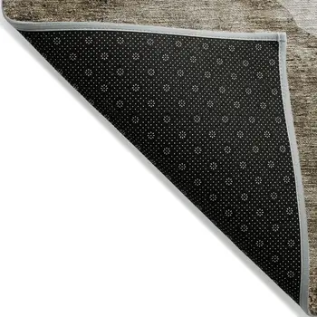 8' X 10' Brown And Taupe Abstract Washable Indoor Outdoor Area Rug