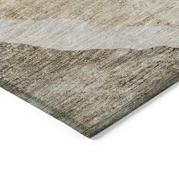 8' X 10' Brown And Taupe Abstract Washable Indoor Outdoor Area Rug