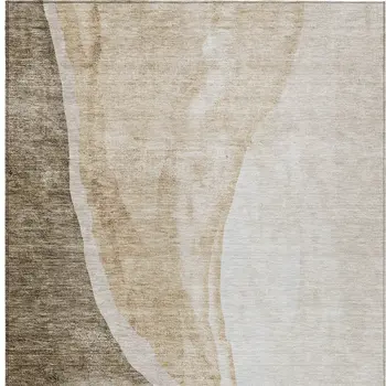 9' X 12' Brown And Taupe Abstract Washable Indoor Outdoor Area Rug