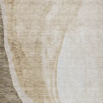 10' X 14' Brown And Taupe Abstract Washable Indoor Outdoor Area Rug