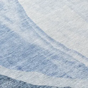 8' Navy Blue And Sky Blue Round Abstract Washable Indoor Outdoor Area Rug