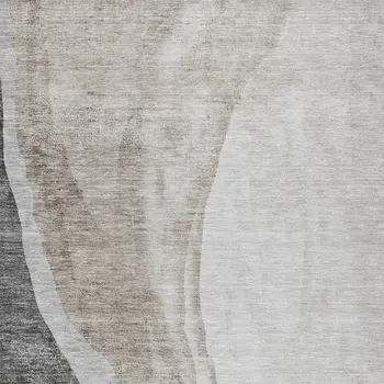 3' X 5' Charcoal Gray And Taupe Abstract Washable Indoor Outdoor Area Rug