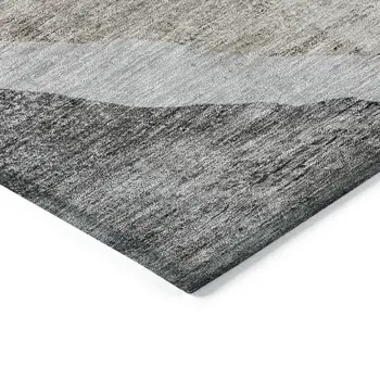 5' X 8' Charcoal Gray And Taupe Abstract Washable Indoor Outdoor Area Rug