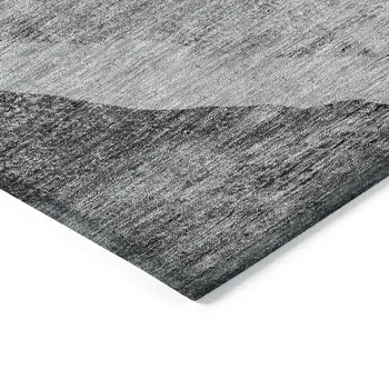 8' X 10' Gray Charcoal And Silver Abstract Washable Indoor Outdoor Area Rug