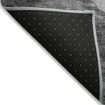 9' X 12' Gray Charcoal And Silver Abstract Washable Indoor Outdoor Area Rug