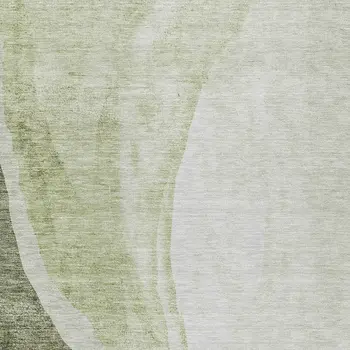 5' X 8' Olive Green And Beige Abstract Washable Indoor Outdoor Area Rug