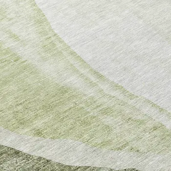 8' Olive Green And Beige Round Abstract Washable Indoor Outdoor Area Rug