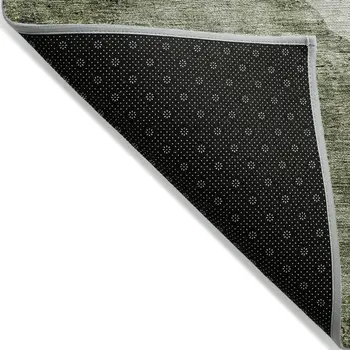 9' X 12' Olive Green And Beige Abstract Washable Indoor Outdoor Area Rug
