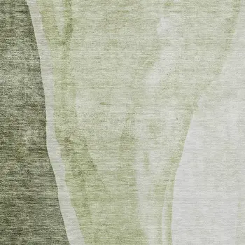 9' X 12' Olive Green And Beige Abstract Washable Indoor Outdoor Area Rug