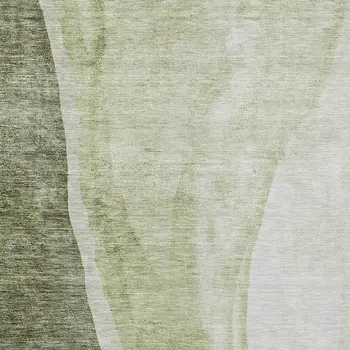 10' X 14' Olive Green And Beige Abstract Washable Indoor Outdoor Area Rug