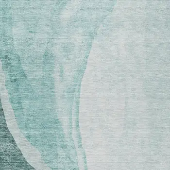 3' X 5' Teal Blue Aqua And Mint Green Abstract Washable Indoor Outdoor Area Rug