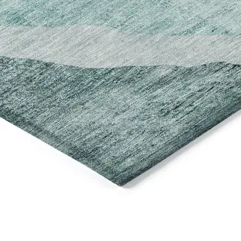 5' X 8' Teal Blue Aqua And Mint Green Abstract Washable Indoor Outdoor Area Rug