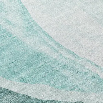 8' Teal Blue Aqua And Mint Green Round Abstract Washable Indoor Outdoor Area Rug
