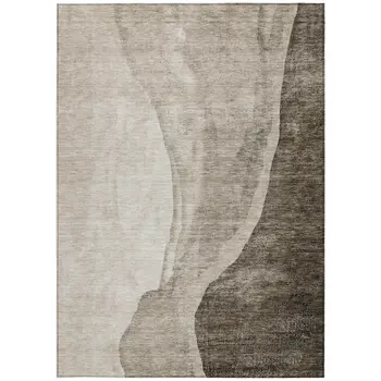 3' X 5' Taupe And Brown Abstract Washable Indoor Outdoor Area Rug