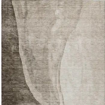 5' X 8' Taupe And Brown Abstract Washable Indoor Outdoor Area Rug