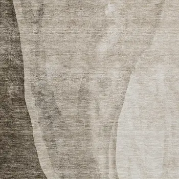 5' X 8' Taupe And Brown Abstract Washable Indoor Outdoor Area Rug