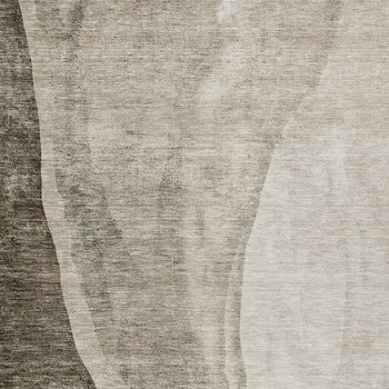 9' X 12' Taupe And Brown Abstract Washable Indoor Outdoor Area Rug