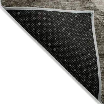 10' X 14' Taupe And Brown Abstract Washable Indoor Outdoor Area Rug
