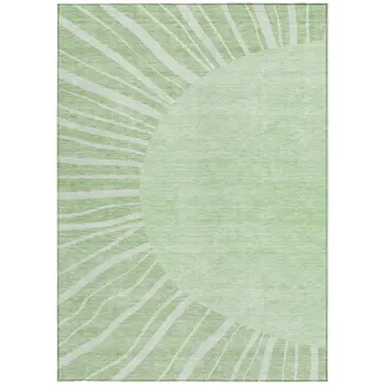 3' X 5' Green And Mint Green Abstract Washable Indoor Outdoor Area Rug