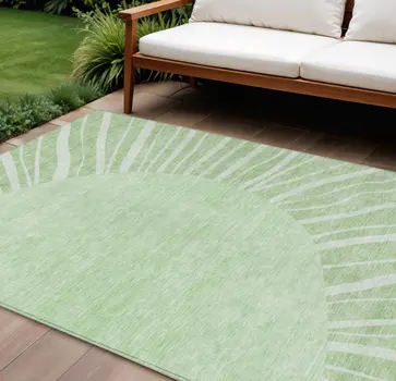 10' X 14' Green And Mint Green Abstract Washable Indoor Outdoor Area Rug