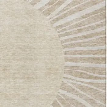 3' X 5' Beige And Khaki Abstract Washable Indoor Outdoor Area Rug