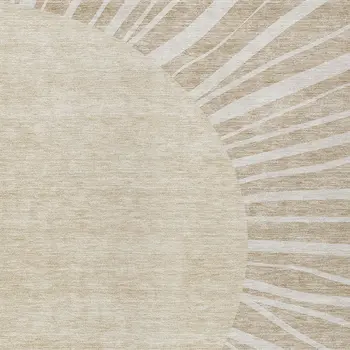 8' X 10' Beige And Khaki Abstract Washable Indoor Outdoor Area Rug