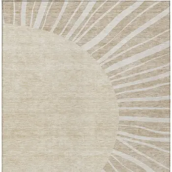 9' X 12' Beige And Khaki Abstract Washable Indoor Outdoor Area Rug