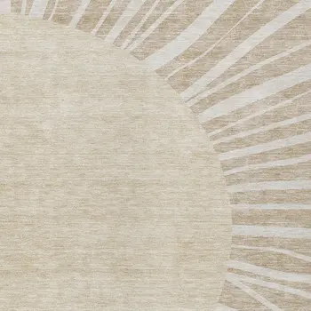 10' X 14' Beige And Khaki Abstract Washable Indoor Outdoor Area Rug