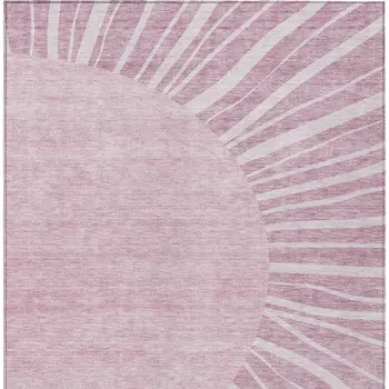 3' X 5' Blush Pink And Mauve Abstract Washable Indoor Outdoor Area Rug
