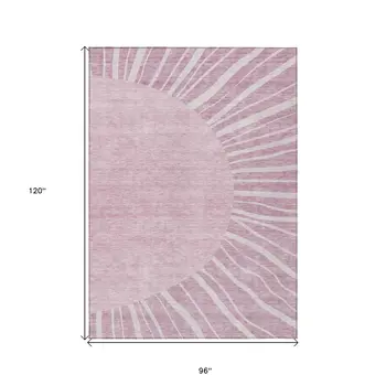 8' X 10' Blush Pink And Mauve Abstract Washable Indoor Outdoor Area Rug