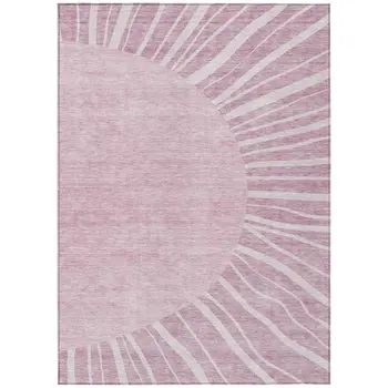 9' X 12' Blush Pink And Mauve Abstract Washable Indoor Outdoor Area Rug