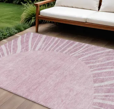 10' X 14' Blush Pink And Mauve Abstract Washable Indoor Outdoor Area Rug