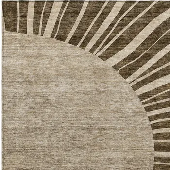 3' X 5' Brown Taupe And Beige Abstract Washable Indoor Outdoor Area Rug