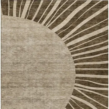 5' X 8' Brown Taupe And Beige Abstract Washable Indoor Outdoor Area Rug