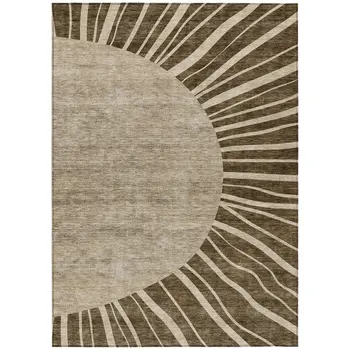 8' X 10' Brown Taupe And Beige Abstract Washable Indoor Outdoor Area Rug