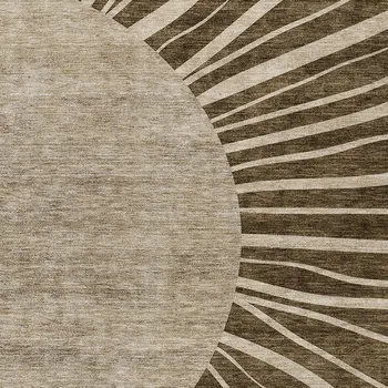 8' X 10' Brown Taupe And Beige Abstract Washable Indoor Outdoor Area Rug
