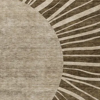 9' X 12' Brown Taupe And Beige Abstract Washable Indoor Outdoor Area Rug