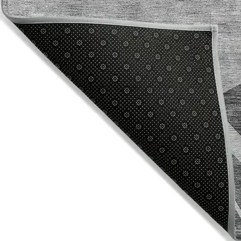 3' X 5' Charcoal Gray And Silver Abstract Washable Indoor Outdoor Area Rug
