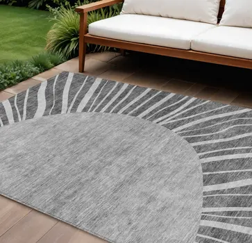10' X 14' Charcoal Gray And Silver Abstract Washable Indoor Outdoor Area Rug