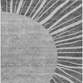 10' X 14' Charcoal Gray And Silver Abstract Washable Indoor Outdoor Area Rug