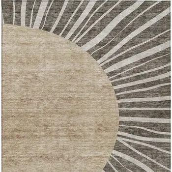 5' X 8' Chocolate Beige And Taupe Abstract Washable Indoor Outdoor Area Rug