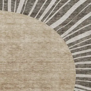 5' X 8' Chocolate Beige And Taupe Abstract Washable Indoor Outdoor Area Rug