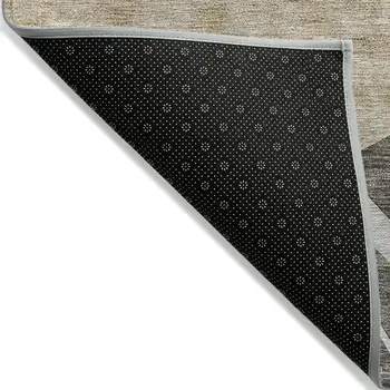 8' X 10' Chocolate Beige And Taupe Abstract Washable Indoor Outdoor Area Rug