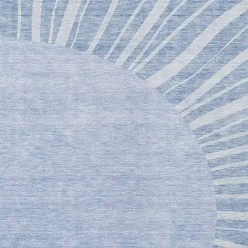 3' X 5' Denim Blue And Sky Blue Abstract Washable Indoor Outdoor Area Rug