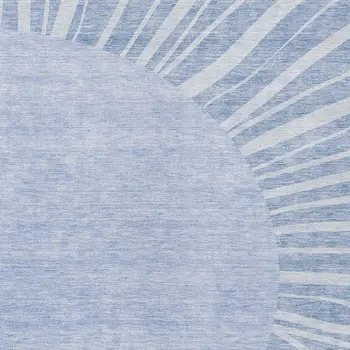 8' X 10' Denim Blue And Sky Blue Abstract Washable Indoor Outdoor Area Rug