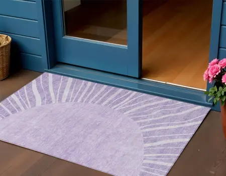 3' X 5' Lavender And Purple Abstract Washable Indoor Outdoor Area Rug