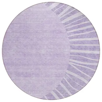 8' Lavender And Purple Round Abstract Washable Indoor Outdoor Area Rug