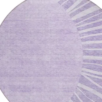 8' Lavender And Purple Round Abstract Washable Indoor Outdoor Area Rug